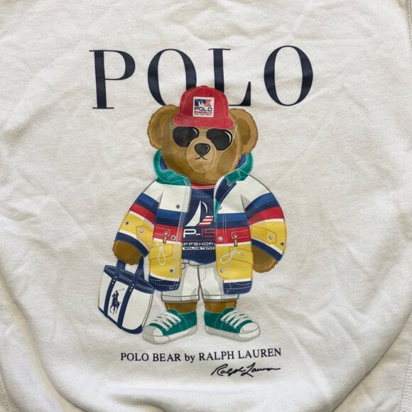 Polo by Ralph Lauren Cream Sweatshirt with Bear Graphic - Picture 2 of 8